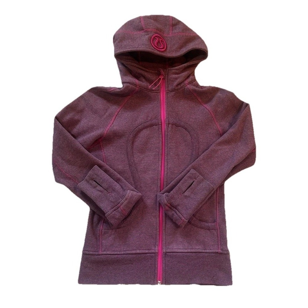 Lululemon Scuba Stripes Hoodie 6 Full Zip Thumbholes Fleece Purple - Picture 4 of 11